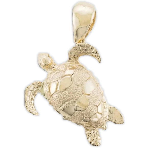 14K Gold Honu (Hawaiian Sea Turtle) 3D Pendant