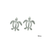 14K Gold Petro Honu Earrings -White