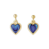 Ariki Genuine Paua Heart Dangle Gold Earrings