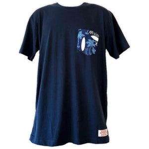 Bamboo Boxer Mens "Surf Spots Blue" Pocket T-Shirt- Navy