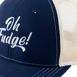 “Oh Fudge” Mesh Ball Cap- Navy and Natural 