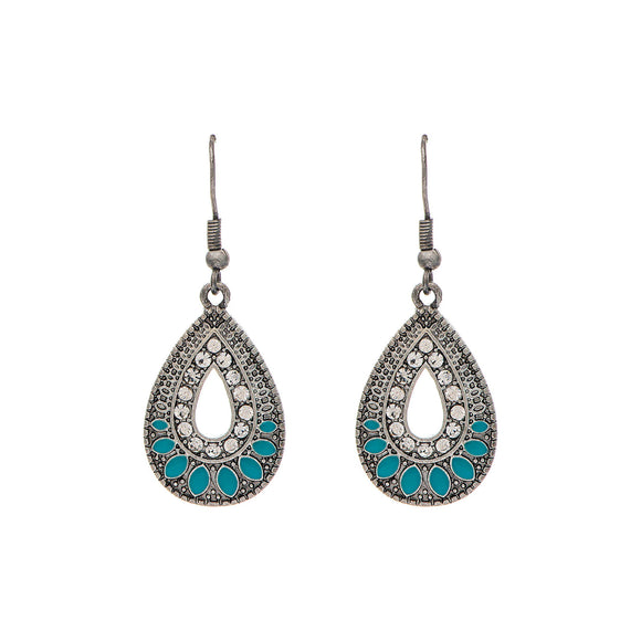 Rain Jewelry Silver Blue Inlay Bali Teardrop Earrings