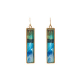 Waterscape Bar Earrings, Gold/Blue/Green - The Hawaii Store