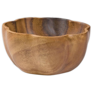 Flower-shaped Flared Acacia Wood Serving Bowl