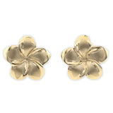 14K Gold Plumeria Flower Earrings