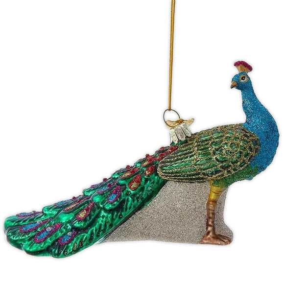 Noble Gems™ Glass Peacock Holiday Ornament - The Hawaii Store