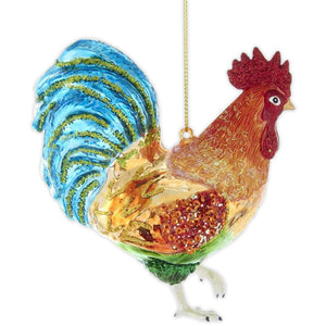 Noble Gems™ Glass Rooster Holiday Ornament