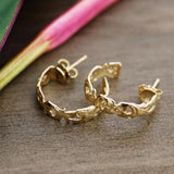 14K Gold Scroll Leaf Plumeria Cut-out Earrings