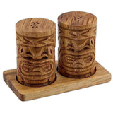 Wooden Tiki Salt & Pepper Shakers with Base