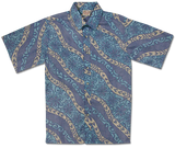 Go Barefoot Men's "Floral Wave" Hawaiian Aloha Shirt- Navy