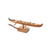 Hand-carved Hawaiian Koa Wood Racing Canoe Replica