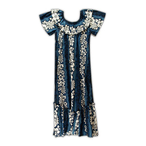 Royal Hawaiian Creations “Luna” Cotton Muumuu Dress- Blue