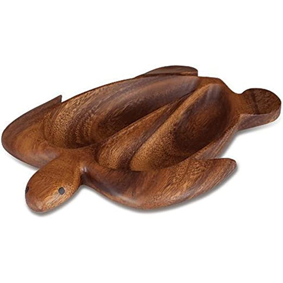 Acacia Wood 2-Compartment  Honu-Shaped Serving Tray
