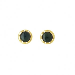 Ariki Nephrite Round Jade & 22K Gold Stud Earrings