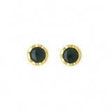 Ariki Nephrite Round Jade & 22K Gold Stud Earrings