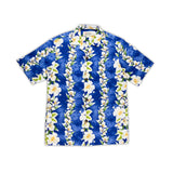 Royal Hawaiian Creations Men's "Aloha Hibiscus" Print Shirt- Blue