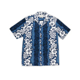 Royal Hawaiian Creations Men's "Aloha Hibiscus" Print Shirt- Blue