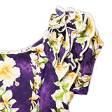 Hawaiian "Naomi" Cotton Muumuu Dress with Ruffled Hem- Ginger Purple