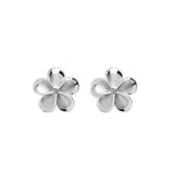 Sterling Silver Plumeria Earrings with a Cubic Zirconia Stone