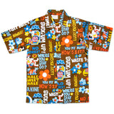 Go Barefoot Men's "Waste Time" Vintage Hawaiian Aloha Shirt- Brown