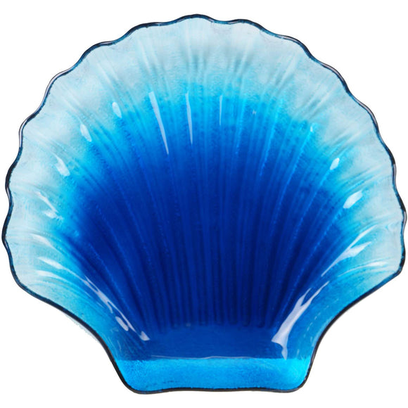 Shell shaped blue glass serving platter