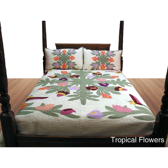 Hand-Sewn Island-Inspired Quilt King Bedspreads, 108