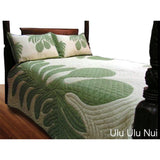 Hand-Sewn Island-Inspired Quilt King Bedspread-Ulu Ulu Nui