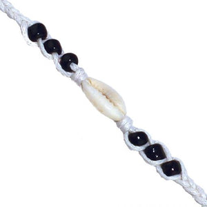VivaLife Linen Cowry Wishlet Bracelet with Black Beads