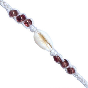 VivaLife Lined Cowry Wishlet Bracelet with Purple Beads