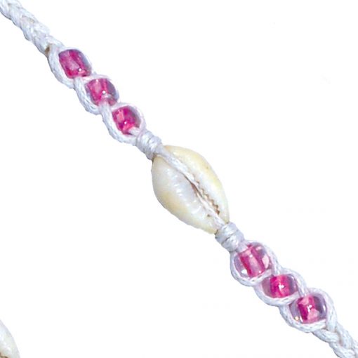 VivaLife Linen Cowry Wishlet Bracelet with Pink Beads - The Hawaii Store