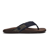 Olukai "Tuahine" Men's Trench Blue/Dark Wood Leather Sandals