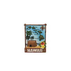 Magnet Hand-Painted Shack Map - The Hawaii Store