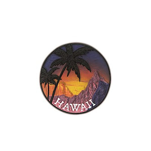 Magnet Hand-Painted Sunset Palm Map - The Hawaii Store