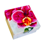 Kubla Crafts "Orchids" Capiz Shell Box- 3" x 3" - The Hawaii Store