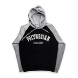 Grey Hoodie with Black Coloring and the logo that says Polynesian Cultural Center