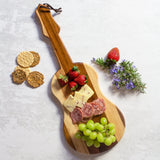 Totally Bamboo Rock & Branch® Ukulele Shaped Serving & Cutting Board with cheeses, fruits and crackers