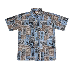 Go Barefoot "Ukulele Tapa" Men's Aloha Shirt - Taupe