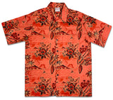 Men's Cotton Hawaii Gold Aloha Shirt- Orange