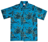 Mr. Hawaii Men's Cotton Hawaii Gold Aloha Shirt- Teal