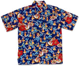 Men's Aloha Cotton Blend "Hula Hands" Shirt- blue