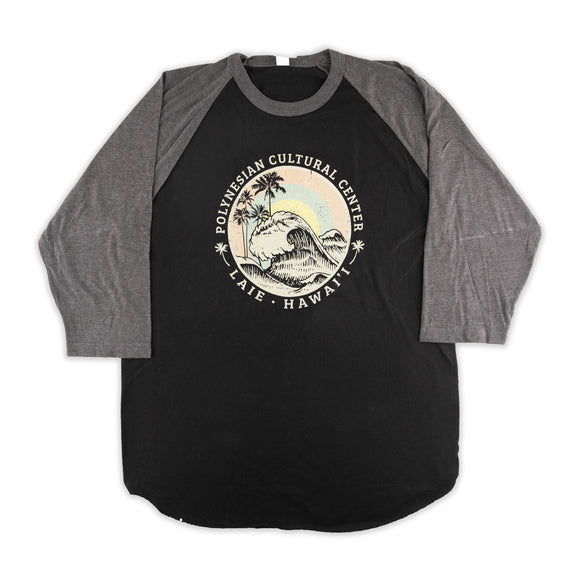 Custom  PCC Graphic Raglan Women's Tee Shirt- Black and Charcoal