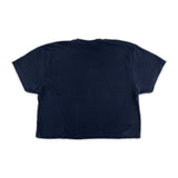 "Tropical Stripes" Women's Crop Tee Shirt- Navy