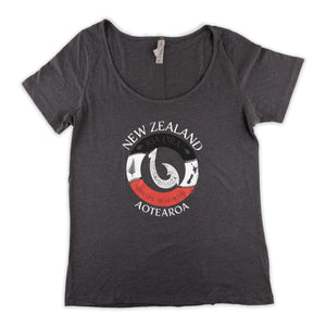 "New Zealand Swirl" Women's Heather Charcoal Tee Shirt- 2XL