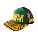 Hawaii Green & Yellow Flat Bill Ball Cap