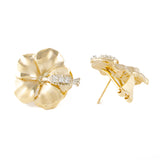 14-Karat Gold Hibiscus Natural Diamond Stud Earrings 