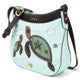 Side view Chala Sea Turtle-themed Crossbody Handbag- Light Blue