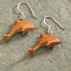 Wood Dolphin Earrings - The Hawaii Store