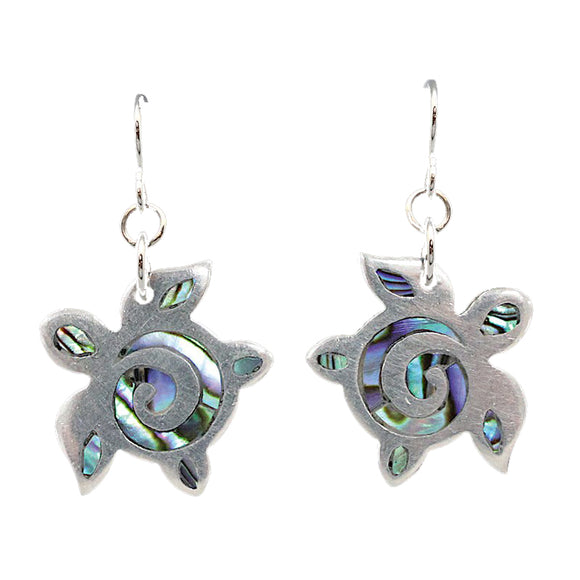 Honu (Turtle) Paua Shell & Pewter Earrings