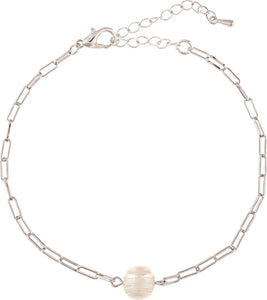 Silver Pearl Chain Link Anklet - The Hawaii Store