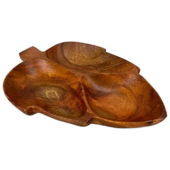 Maple Leaf Wood Tray with 3 Compartments 11''